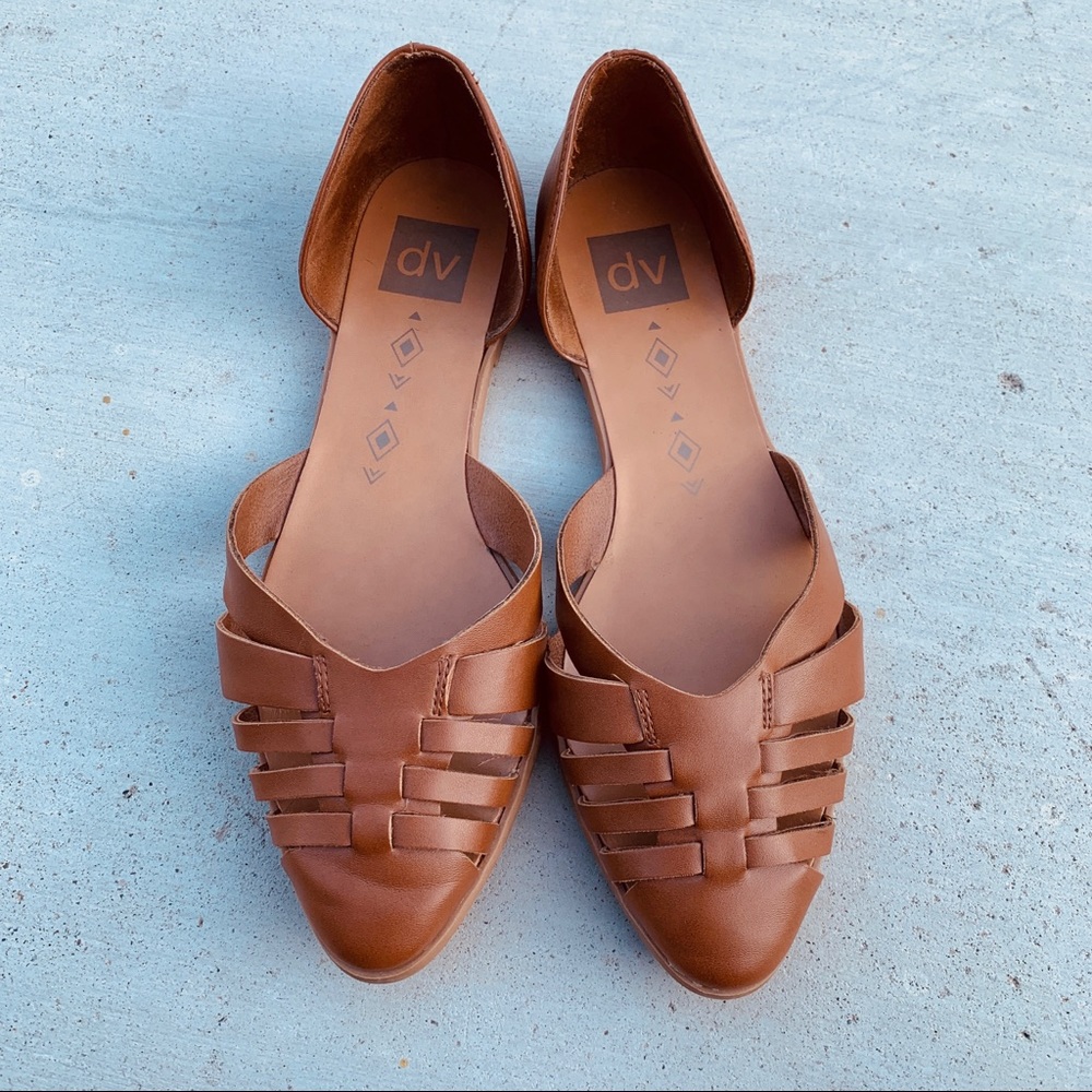 Dolce Vita Brown Cognac Basketweave Huarache Flats